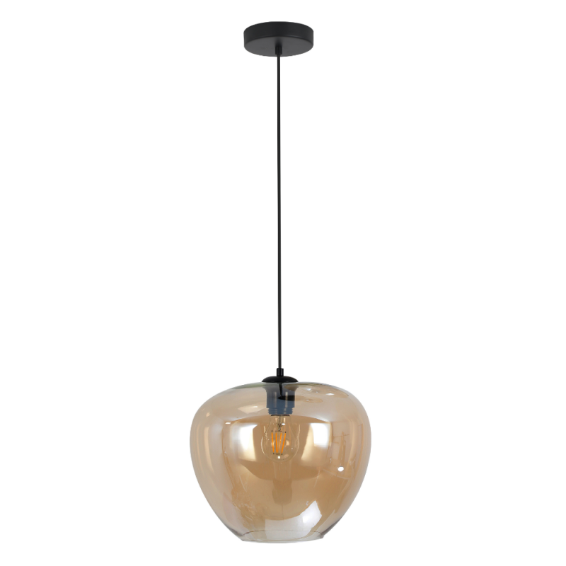 Lámpara de techo colgante Ribadeo 1xE27 acabado negro / ámbar estilo vintage 29cm Ø